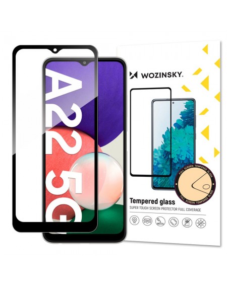 Wozinsky Super Tough Full Glue Tempered Glass Full Screen With Frame Case Friendly Samsung Galaxy A22 5G Black