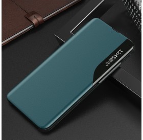 Eco Leather View Case elegant bookcase type case with kickstand for Samsung Galaxy A22 4G green