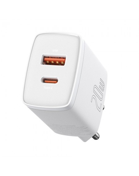 Baseus Compact Fast USB / USB Type C Charger 20W 3A Power Delivery Quick Charge 3.0 white (CCXJ-B02)