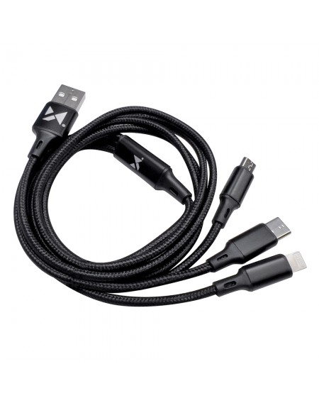 Wozinsky cable 3w1 USB - USB Typ C/ micro USB/ Lightning 2,8A 1,25m black
