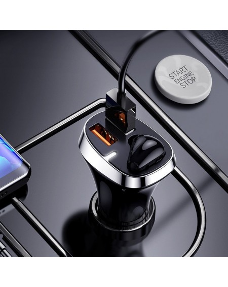 Joyroom car charger with wireless earphone 2x USB Bluetooth 5.0 30W 2.1 A Quick Charge 3.0 black (JR-CP2)