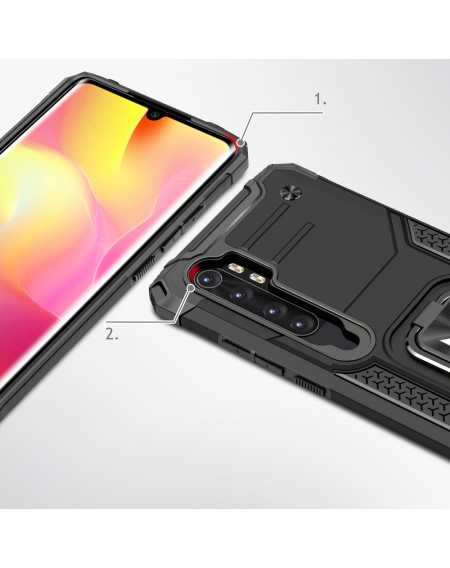 Wozinsky Ring Armor Case Kickstand Tough Rugged Cover for Xiaomi Redmi Note 10 Pro black