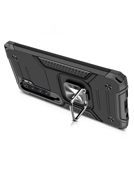 Wozinsky Ring Armor Case Kickstand Tough Rugged Cover for Xiaomi Redmi Note 10 Pro black
