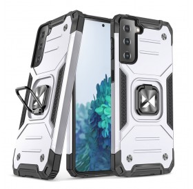 Wozinsky Ring Armor Case Kickstand Tough Rugged Cover for Samsung Galaxy S21 FE silver