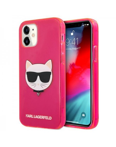 Karl Lagerfeld KLHCP12SCHTRP iPhone 12 mini 5,4" różowy/pink hardcase Glitter Choupette Fluo