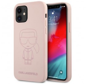 Karl Lagerfeld KLHCP12SSILTTPI iPhone 12 mini 5,4" Silicone Ikonik Outline różowy/pink