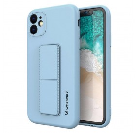 Wozinsky Kickstand Case Silicone Stand Cover for Samsung Galaxy A22 5G Light Blue