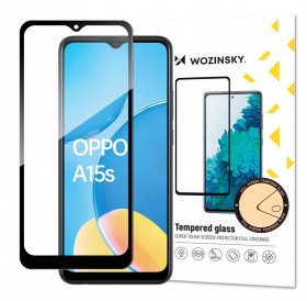 Wozinsky Tempered Glass Full Glue Super Tough Screen Protector Full Coveraged with Frame Case Friendly for Oppo A15s / A15 black