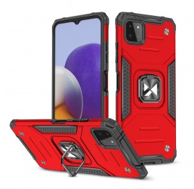 Wozinsky Ring Armor Case Kickstand Tough Rugged Cover for Samsung Galaxy A22 4G red