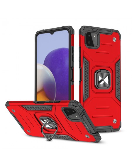Wozinsky Ring Armor Case Kickstand Tough Rugged Cover for Samsung Galaxy A22 4G red