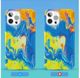 Kingxbar Watercolor Series color case for iPhone 12 Pro / iPhone 12 yellowblue