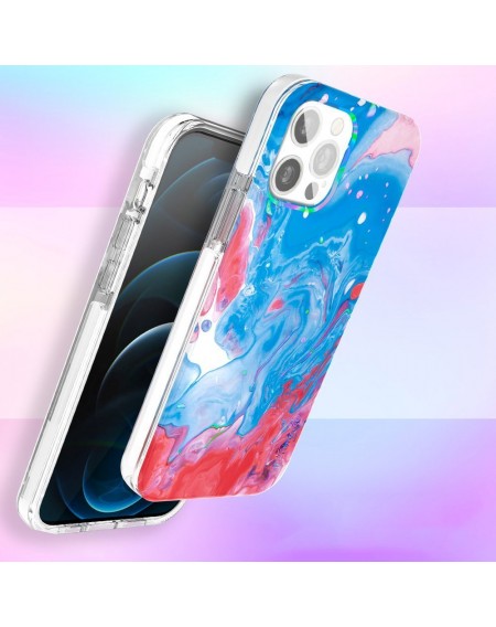 Kingxbar Watercolor Series color case for iPhone 12 Pro Max Blue-pink