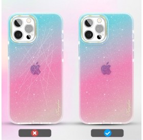 Kingxbar Ombre Case Back Cover for iPhone 12 Pro Max Blue-pink