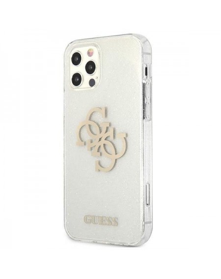 Guess GUHCP12LPCUGL4GTR iPhone 12 Pro Max 6,7" transparent hard case Glitter 4G Big Logo