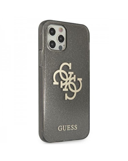Guess GUHCP12MPCUGL4GBK iPhone 12/12 Pro 6,1" czarny/black hard case Glitter 4G Big Logo