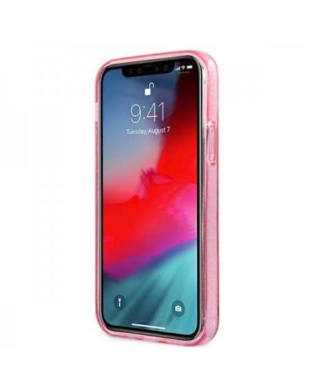 Guess GUHCP12MPCUGL4GPI iPhone 12/12 Pro 6,1" różowy/pink hard case Glitter 4G Big Logo