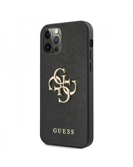 Guess GUHCP12MSA4GGBK iPhone 12/12 Pro 6,1" czarny/black hardcase Saffiano 4G Metal Logo