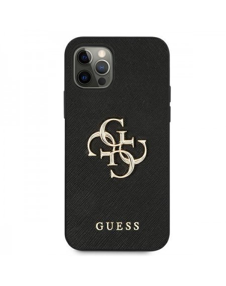 Guess GUHCP12MSA4GGBK iPhone 12/12 Pro 6,1" czarny/black hardcase Saffiano 4G Metal Logo