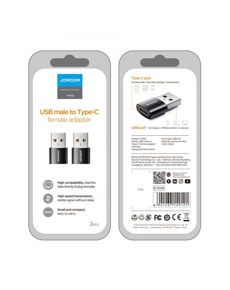 Joyroom adapter USB Type C (female) to USB (male) adapter black (S-H152 Black)