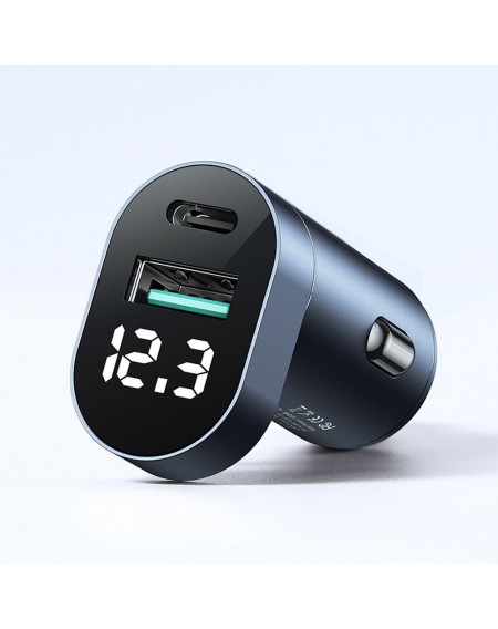 Joyroom C-A17 fast car charger USB / USB Type C 42,5W Quick Charge, Power Delivery, AFC, SCP blue