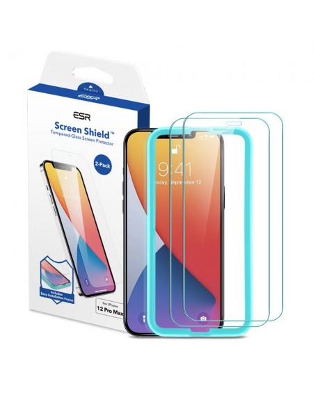 TEMPERED GLASS ESR SCREEN SHIELD 2-PACK IPHONE 12/12 PRO CLEAR
