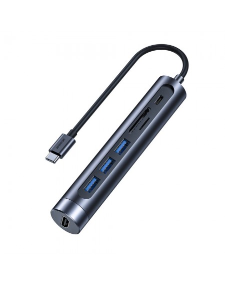 Joyroom Multifunctional USB Hub 7in1 Type C / 3x USB 3.0 / HDMI 4K 30Hz / SD Card Reader and Micro SD 100W 15cm gray (S-H112)