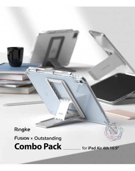 Ringke Fusion Combo Outstanding Hard Case with Gel Frame for iPad Air 2020 + Adhesive Stand Gray (FC485R39)