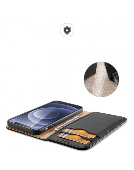Dux Ducis Hivo Genuine Leather Bookcase type case for iPhone 13 black