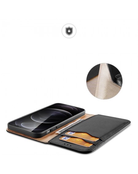 Dux Ducis Hivo Genuine Leather Bookcase type case for iPhone 13 Pro Max black