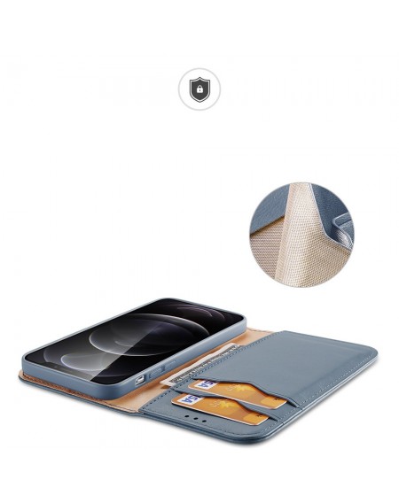Dux Ducis Hivo Genuine Leather Bookcase type case for iPhone 13 Pro Max blue