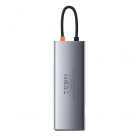 Baseus Metal Gleam 9in1 multifunctional HUB USB Type C - 3x USB 3.2 Gen 1 5Gbps / USB Type C PD 100W / VGA Full HD 60Hz / HDMI 4K 30Hz / czytnik kart TF i SD / RJ45 1Gbps gray (CAHUB-CU0G)