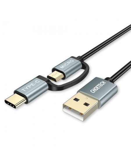Choetech 2in1 cable USB - USB Type C / micro USB 1.2m black (XAC-0012-101BK)