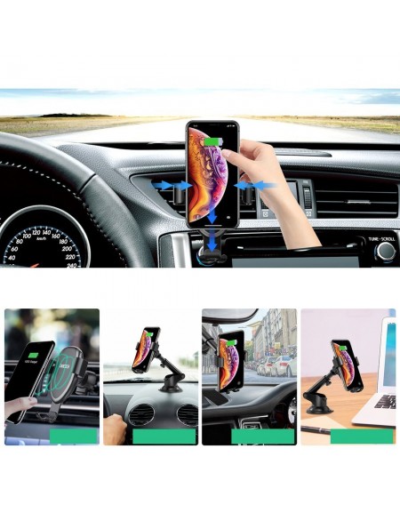 Choetech Qi Wireless Charger 10W Gravity Car Cockpit Holder Dashboard + Clip for Ventilation Grille Airflow + 1.2m Micro USB Cable Black (T536-S)