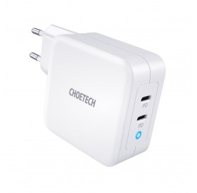 Choetech GaN fast charger 2x USB Type C Power Delivery 3.0 QuickCharge 3.0 AFC 100W EU white (PD6008-EU)