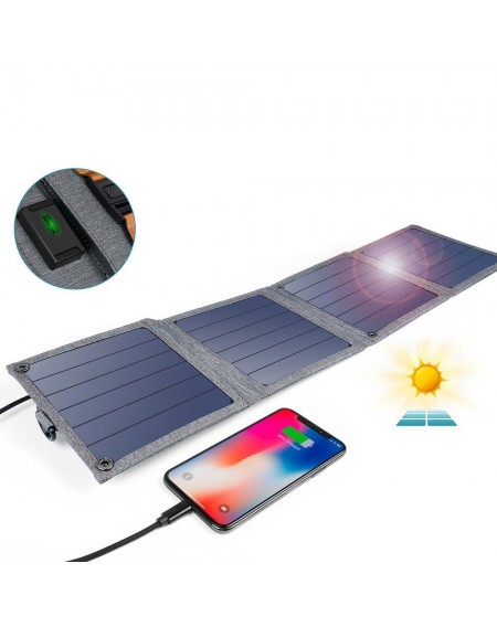 Choetech travel solar phone charger with USB 14W foldable gray (SC004)