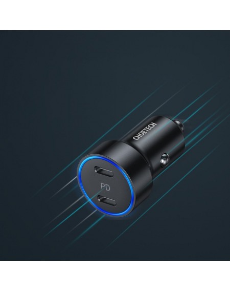 Choetech car charger 2x USB Type C Power Delivery 3.0 QuickCharge 3.0 AFC 36W 2.4A black (C0054)
