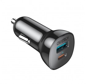 Choetech fast car charger USB Type C PD / USB QC3.0 3A 36W black (TC0005)
