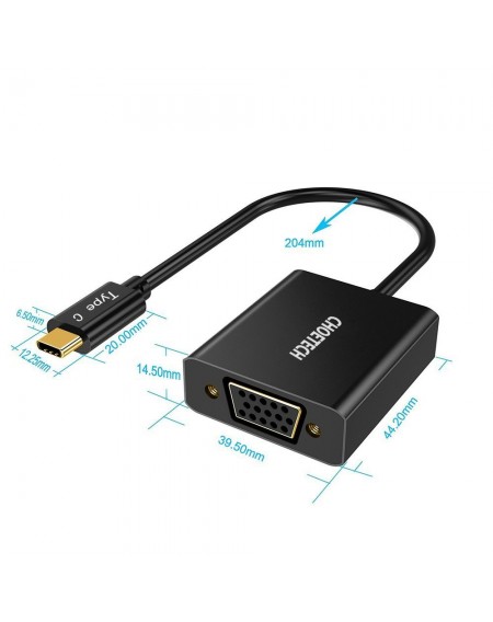 Choetech One-way cable Adapter USB Type C (Male) to VGA (Female) black (HUB-V01)