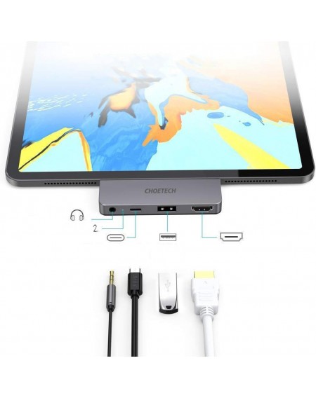 Choetech multifunctional USB HUB for Apple iPad Pro Typ C 4in1 60W PD black (HUB-M13)