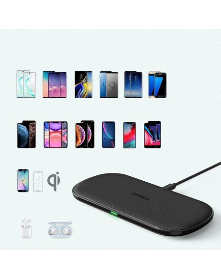 Choetech 2in1 Qi wireless charger for phone / Airpods 2 with 5 charging coils 10W black (T535-S (H))