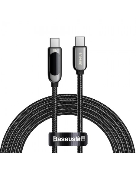 Baseus USB Type C cable - USB Type C 100W (20V / 5A) Power Delivery with display screen power meter 2m black (CATSK-C01)