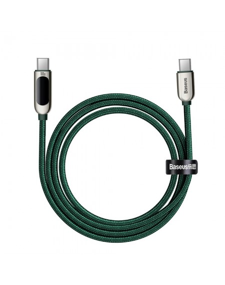 Baseus USB Type C - USB Type C cable 100W (20V / 5A) Power Delivery with display screen power meter 2m green (CATSK-C06)