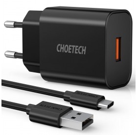 Choetech quick charger Quick Charge 3.0 18W 3A + USB cable - USB Type C 1m black (Q5003)