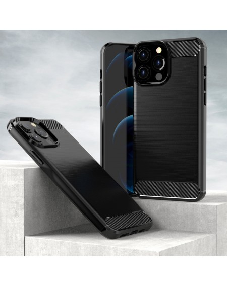 Carbon Case Flexible Cover TPU Case for iPhone 13 Pro black