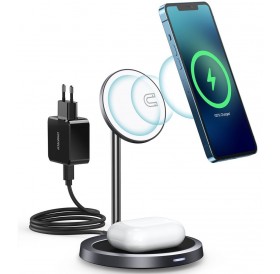 Choetech 2in1 Magnetic Holder Qi Wireless Charger for Magsafe 15W Gray + 20W AC Charger (T575-F)