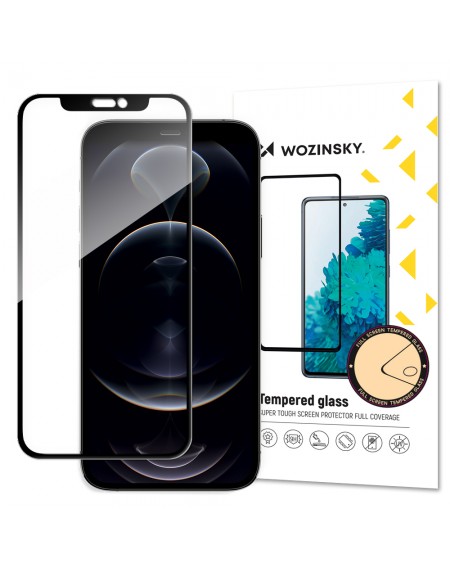 Wozinsky Tempered Glass Full Glue Super Tough Screen Protector Full Coveraged with Frame Case Friendly for iPhone 13 mini black
