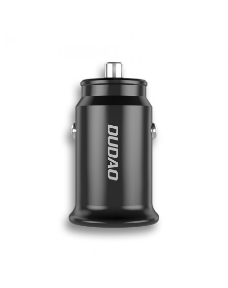 Dudao fast car charger with USB ports QC3.0 + Type C PD black + USB-C cable - Lightning 18W black (R3PRO)