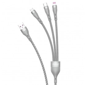 Dudao 3in1 USB cable - Lightning / microUSB / USB Type C 65W 1.2m gray (L20X)