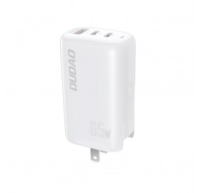 Dudao 3-port GaN charger 3in1 (EU, US, UK) 2 x Type C (PD) + USB (QC) 65W white (A7PRO)