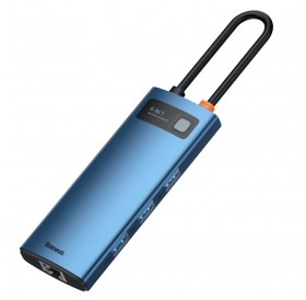 Baseus Metal Gleam 6in1 multifunctional USB Type C hub - USB Type C Power Delivery 100W / HDMI 4K 30Hz / 3x USB 3.2 Gen 1 / RJ45 1Gbps blue (WKWG000003)